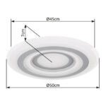 Plafoniera metal alb, acril antracit, lumină de noapte, funcție memorie, dimabil, telecomandă, culori fixabile, D: 500, H: 70, incl.1xLED 46W 230V, sursă 4380lm, ieșire 3200lm, CCT 3.000-6.000 - imagine 6
