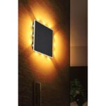 Aplică metal negru mat, acrilic alb, plastic transparent, LxA: 220x220x50mm, LED 12W 230V, 1600lm Sursă, 850lm Ieșire, 3000K