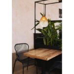 Lampă suspendată metal negru mat, sticlă ambrată, gradient transparent, metal alamă mată, cablu PVC negru, înălțimea poate fi scurtată, ø: 210mm, H: 1200mm, excl. 1x E27 60W 230V - imagine 2