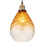 Lampă suspendată metal negru mat, sticlă ambrată, gradient transparent, metal alamă mată, cablu PVC negru, înălțimea poate fi scurtată, ø: 210mm, H: 1200mm, excl. 1x E27 60W 230V - imagine 4