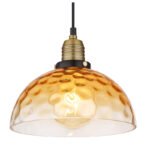 Lampă suspendată metal negru mat, sticlă ambrată, gradient transparent, metal alamă mată, cablu PVC negru, înălțimea poate fi scurtată, ø: 250mm, H: 1200mm, excl. 1x E27 60W 230V - imagine 4