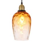 Lampă suspendată metal negru mat, sticlă ambrată, gradient transparent, metal alamă mată, cablu PVC negru, înălțimea poate fi scurtată, ø: 150mm, H: 1200mm, excl. 1x E27 60W 230V - imagine 4