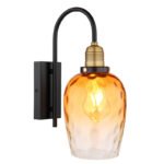 Aplică metal negru mat, sticlă ambrată, gradient transparent, metal alamă mată, direcția luminii: în jos, LxA: 150x350mm, AL: 240mm, fără 1x E27 60W 230V
