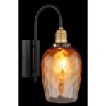 Aplică metal negru mat, sticlă ambrată, gradient transparent, metal alamă mată, direcția luminii: în jos, LxA: 150x350mm, AL: 240mm, fără 1x E27 60W 230V - imagine 3