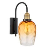 Aplică metal negru mat, sticlă ambrată, gradient transparent, metal alamă mată, direcția luminii: în jos, LxA: 150x350mm, AL: 240mm, fără 1x E27 60W 230V - imagine 4