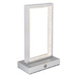 Lampă de masă aluminiu mat, acrilic transparent, reglabilă, variator tactil, variator tactil continuu, USB-A 2.0 - USB-C, baterie inclusă CR18650 1800mAh 3.7V, LxlxH : 140x75x230mm, LED 3W 230V, sursa 300lm, iesire 120lm, CCT 2700/6500/4000K