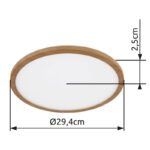 Plafonieră din plastic cu aspect de lemn, plastic satinat/alb,mai multe niveluri prin intermediul comutatorului de perete,memorie,IP44,3 niveluri prin intermediul comutatorului de perete (100-50-10%), ø:294mm I:25mm, LED 18W 230V 1600lm Ieșire 3000K - imagine 6