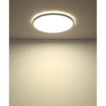 Plafoniera, plastic alb, plastic satinat, iluminare din spate, 3 niveluri de iluminare cu intrerupator de perete (100 - 50 - 10%), functie de memorie, IP44, Ø 420, H: 25, inclusiv 1xLED 24W 230V, sursa 2700lm, 2400lm ieșire, 3000K - imagine 5