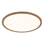 Plafonieră cu optică din lemn de plastic, plastic satinat/alb, alb, funcție de memorie, IP44, 3 niveluri prin intermediul comutatorului de perete (100-50-10%), ø: 420mm, I: 25mm, LED 24W 230V, 2700lm Sursă, 2300lm Ieșire, 3000K