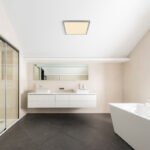 Plafonieră din plastic nichel mat/satinat/alb, alb, iluminare din spate, memorie, IP44, 3 niveluri de lumină prin intermediul comutatorului de perete (100-50-10%), L x l x I: 294x294x25mm, inclusiv LED 18W 230V, 2100lm Sursă, 1600lm Ieșire, 3000K - imagine 2