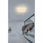 Plafoniera, plastic alb, plastic satinat, iluminare din spate, 3 niveluri de iluminare folosind un comutator de perete (100 - 50 - 10%), functie de memorie,IP44, LxLxH:295x295x25,incl.1xLED 18W 230V, sursa 2100lm, iesire 160lm,3000K - imagine 2