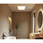 Plafoniera, plastic alb, plastic satinat, iluminare din spate, 3 niveluri de iluminare folosind un comutator de perete (100 - 50 - 10%), functie de memorie,IP44, LxLxH:295x295x25,incl.1xLED 18W 230V, sursa 2100lm, iesire 160lm,3000K - imagine 3