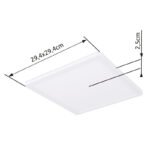 Plafoniera, plastic alb, plastic satinat, iluminare din spate, 3 niveluri de iluminare folosind un comutator de perete (100 - 50 - 10%), functie de memorie,IP44, LxLxH:295x295x25,incl.1xLED 18W 230V, sursa 2100lm, iesire 160lm,3000K - imagine 6