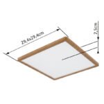 Plafonieră cu optică din lemn de plastic, plastic satinat/alb, alb, funcție de memorie, IP44, 3 niveluri de lumină prin intermediul comutatorului de perete (100-50-10%), L x l x I: 294x294x25mm, LED 18W 230V, 2100lm Sursă, 1600lm Ieșire, 3000K - imagine 6
