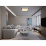 Plafoniera plastic negru, plastic mat/alb,negru, iluminare din spate, 3 niveluri de iluminare folosind un comutator de perete (100-50-10%), funcție memorie, IP44, LxLxH: 420x420x25mm, inclusiv LED 24W 230V, sursă 2700lm, ieșire 2300lm, 3000K - imagine 2