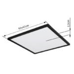 Plafoniera plastic negru, plastic mat/alb,negru, iluminare din spate, 3 niveluri de iluminare folosind un comutator de perete (100-50-10%), funcție memorie, IP44, LxLxH: 420x420x25mm, inclusiv LED 24W 230V, sursă 2700lm, ieșire 2300lm, 3000K - imagine 6
