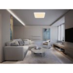 Plafoniera plastic alb, plastic satinat/alb, alb, iluminare din spate, 3 niveluri de iluminare folosind un comutator de perete (100-50-10%), functie de memorie, IP44, LxLxH: 420x420x25mm, inclusiv LED 24W 230V, sursa 2700lm, iesire 2300lm, 3000K - imagine 2