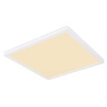 Plafoniera plastic alb, plastic satinat/alb, alb, iluminare din spate, 3 niveluri de iluminare folosind un comutator de perete (100-50-10%), functie de memorie, IP44, LxLxH: 420x420x25mm, inclusiv LED 24W 230V, sursa 2700lm, iesire 2300lm, 3000K