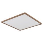 Plafonieră cu optică din lemn de plastic, plastic satinat/alb, alb, funcție de memorie, IP44, 3 niveluri de lumină prin intermediul comutatorului de perete (100-50-10%), L x l x I: 420x420x25mm, incl. LED 24W 230V, 2700lm Sursă, 2300lm Ieșire, 3000K - imagine 3