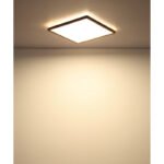 Plafonieră cu optică din lemn de plastic, plastic satinat/alb, alb, funcție de memorie, IP44, 3 niveluri de lumină prin intermediul comutatorului de perete (100-50-10%), L x l x I: 420x420x25mm, incl. LED 24W 230V, 2700lm Sursă, 2300lm Ieșire, 3000K - imagine 5
