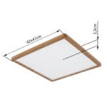 Plafonieră cu optică din lemn de plastic, plastic satinat/alb, alb, funcție de memorie, IP44, 3 niveluri de lumină prin intermediul comutatorului de perete (100-50-10%), L x l x I: 420x420x25mm, incl. LED 24W 230V, 2700lm Sursă, 2300lm Ieșire, 3000K - imagine 6