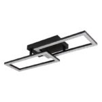 Plafonieră metal negru mat, plastic negru mat, plastic cristale transparente, mobilă, LxLxH: 615x195x93mm, inclusiv LED 20W 230V, sursă 2500lm, ieșire 1480lm, 3000K - imagine 3