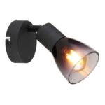 Aplica Spot metal negru mat, sticla fumurie, gradient transparent, LxA: 80x130mm, AL: 165mm, excl. 1x E14 25W 230V