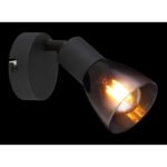Aplica Spot metal negru mat, sticla fumurie, gradient transparent, LxA: 80x130mm, AL: 165mm, excl. 1x E14 25W 230V - imagine 3