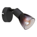 Aplica Spot metal negru mat, sticla fumurie, gradient transparent, LxA: 80x130mm, AL: 165mm, excl. 1x E14 25W 230V - imagine 4