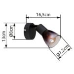 Aplica Spot metal negru mat, sticla fumurie, gradient transparent, LxA: 80x130mm, AL: 165mm, excl. 1x E14 25W 230V - imagine 6