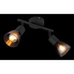 Plafoniera Spot metalic negru mat, sticlă de culoare fumurie, gradient transparent, LxLxA: 220x80x185mm, fără 2x E14 25W 230V
