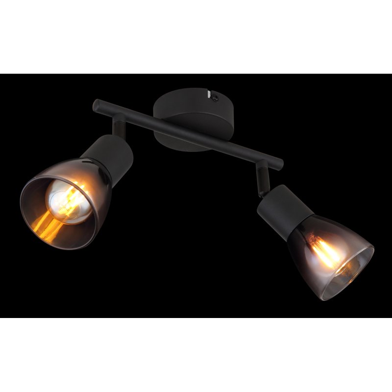 satella-54312-2-g28640 Plafoniera Spot metalic negru mat, sticlă de culoare fumurie, gradient transparent, LxLxA: 220x80x185mm, fără 2x E14 25W 230V - imagine 1