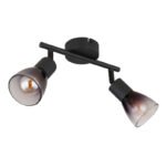 Plafoniera Spot metalic negru mat, sticlă de culoare fumurie, gradient transparent, LxLxA: 220x80x185mm, fără 2x E14 25W 230V - imagine 3