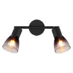 Plafoniera Spot metalic negru mat, sticlă de culoare fumurie, gradient transparent, LxLxA: 220x80x185mm, fără 2x E14 25W 230V - imagine 5