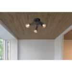 Plafonieră metal negru mat, sticlă fumurie, gradient transparent, ø: 380mm, H: 185mm, fără 3x E14 25W 230V - imagine 2