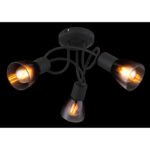 Plafonieră metal negru mat, sticlă fumurie, gradient transparent, ø: 380mm, H: 185mm, fără 3x E14 25W 230V - imagine 3