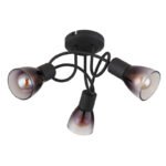 Plafonieră metal negru mat, sticlă fumurie, gradient transparent, ø: 380mm, H: 185mm, fără 3x E14 25W 230V - imagine 4