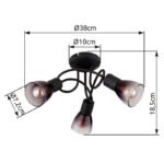 Plafonieră metal negru mat, sticlă fumurie, gradient transparent, ø: 380mm, H: 185mm, fără 3x E14 25W 230V - imagine 6
