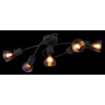 Plafoniera metal negru mat, sticla fumurie, gradient transparent, LxLxA: 580x240x165mm, excl. 5x E14 25W 230V - imagine 3