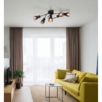 Plafoniera metal negru mat, sticla fumurie, gradient transparent, LxLxA: 580x240x165mm, excl. 5x E14 25W 230V