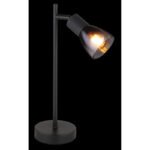 Lampa de masa metal negru mat, sticla afumata, transparenta, cablu PVC negru, comutator basculant pe cablu, LxLxA: 200x110x350mm, lungime cablu 1500mm, excl. 1x E14 25W 230V - imagine 3