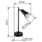 Lampa de masa metal negru mat, sticla afumata, transparenta, cablu PVC negru, comutator basculant pe cablu, LxLxA: 200x110x350mm, lungime cablu 1500mm, excl. 1x E14 25W 230V - imagine 6