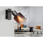 Aplica Spot din metal negru-crom, sticlă de culoarea cupru, gradient transparent, comutator basculant pe articol, LxA: 80x160mm, AL: 160mm, excl. 1x E14 40W 230V