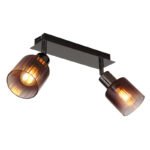 Spot metalic negru-crom, sticlă de culoare cupru, gradient transparent, LxLxA: 250x80x180mm, fără 2x E14 40W 230V