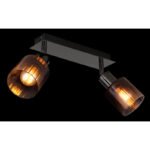 Spot metalic negru-crom, sticlă de culoare cupru, gradient transparent, LxLxA: 250x80x180mm, fără 2x E14 40W 230V - imagine 3
