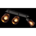 Spot metalic negru-cromat, sticlă de culoare cupru, gradient transparent, LxLxA: 400x80x180mm, fără 3x E14 40W 230V - imagine 3