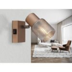 Aplica Spotlight metal cafea mat, metal negru-crom, metal cafea mat, sticlă fumurie cu efect de cristal, comutator basculant pe articol, LxA: 70x120mm, AL: 125mm, excl. 1x E14 40W 230V - imagine 2