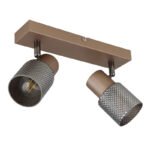 Plafoniera Spotlight metal culoare cafea mat, metal negru-crom, metal culoare cafea mat, sticlă fumurie cu efect de cristal, LxLxA: 260x120x125mm, excl. 2x E14 40W 230V - imagine 4
