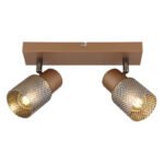 Plafoniera Spotlight metal culoare cafea mat, metal negru-crom, metal culoare cafea mat, sticlă fumurie cu efect de cristal, LxLxA: 260x120x125mm, excl. 2x E14 40W 230V - imagine 5