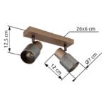 Plafoniera Spotlight metal culoare cafea mat, metal negru-crom, metal culoare cafea mat, sticlă fumurie cu efect de cristal, LxLxA: 260x120x125mm, excl. 2x E14 40W 230V - imagine 6